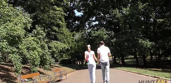  HUNT4K. Hunter meets couple in the park and buys girls hot body